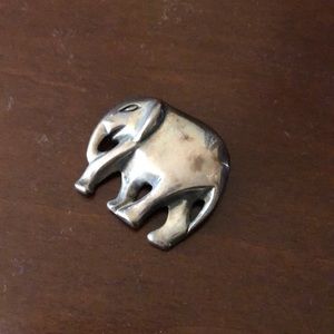 Vintage Marked Sterling Silver Elephant Brooch.